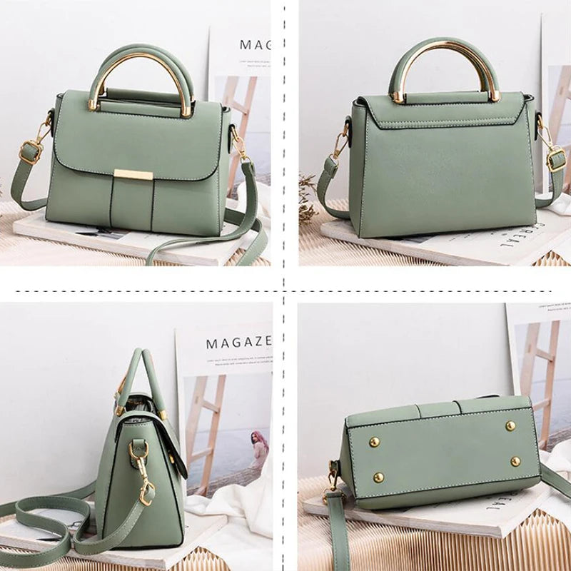 Simple Handbag For bWomen PU Leather Shoulder Bag Fashion Small Handle Bag Designer Crossbody Bag Daily Lady Shopping Hand Pouch