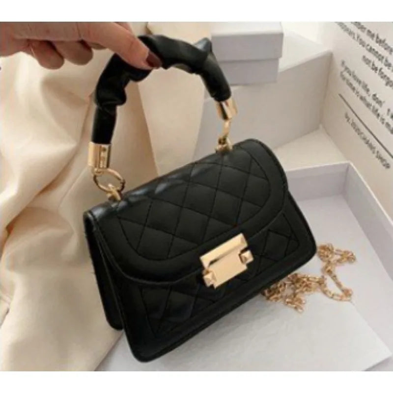 Grid pattern tote bag women's buckle decoration flap wallet fashion PU leather crossbody bag high quality bag