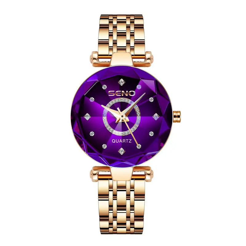 SENO Ocean Star Women Crystal Watch 2024 Top Brand Luxury Rose Gold Women Bracelet Watch for Ladies Wrist Watch Relogio Feminino