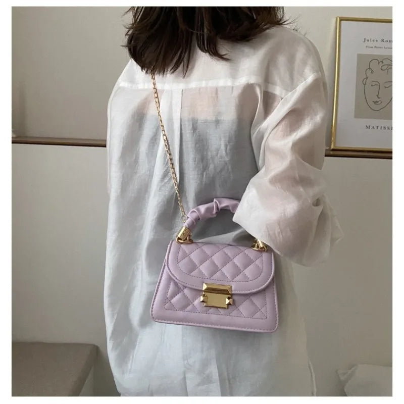 Grid pattern tote bag women's buckle decoration flap wallet fashion PU leather crossbody bag high quality bag